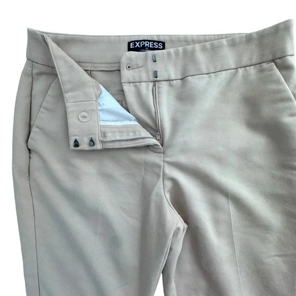 Express Tan/beige three-quarter length office work trousers pants. size 6 - Picture 5 of 14